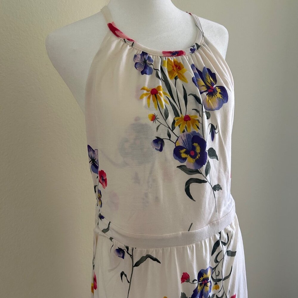 Old Navy Maxi Dress Floral Tiered Sleeveless Summer Tiered Boho Vacation Relaxed - Picture 4 of 7